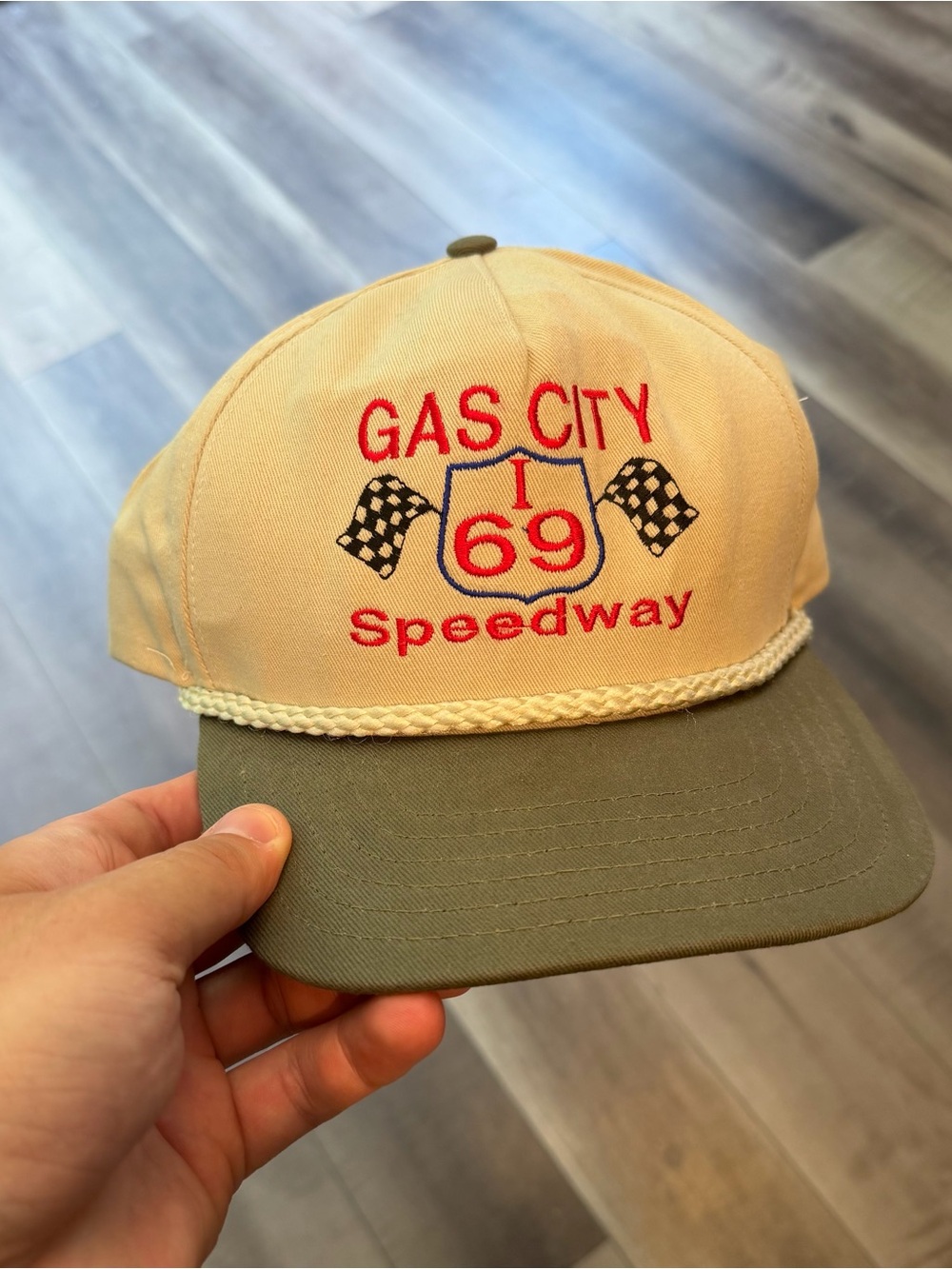 Vintage Gas City I-69 Speedway Racing Strapback Rope Hat Cap Made in USA Cars